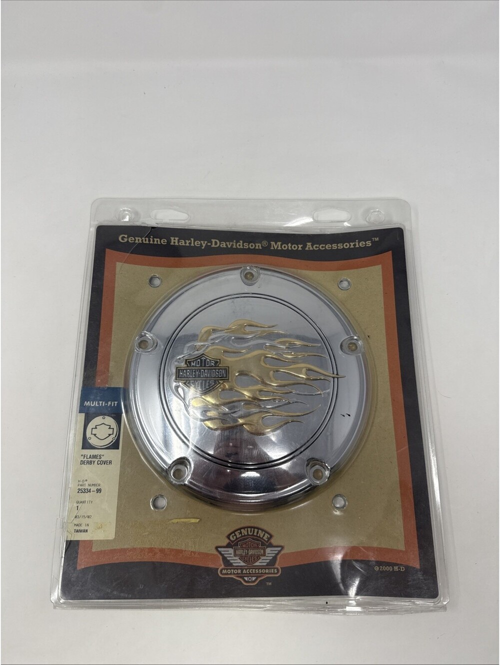 Harley-Davidson Multi-Fit Flames Derby Cover Silver/Gold 25334-99